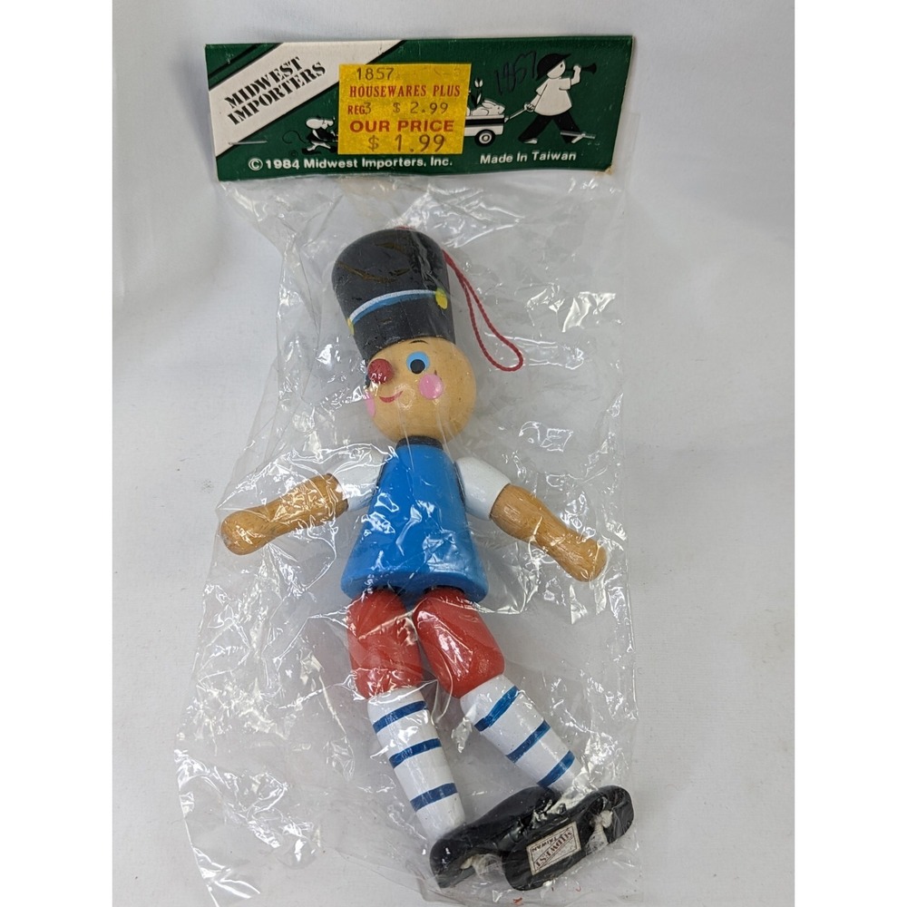 Soldier Wooden Ornament String‎ 6 Inch 1984 Sealed Midwest Importers